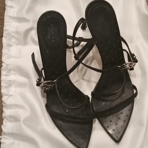 $125...Gucci and Monolo Blanik Black Heeled Sandals 2 for 1. Authentic - Picture 6 of 9